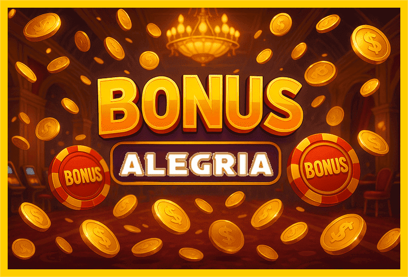 Imagem promovendo bônus ALEGRIAPG com recompensas imperdíveis.